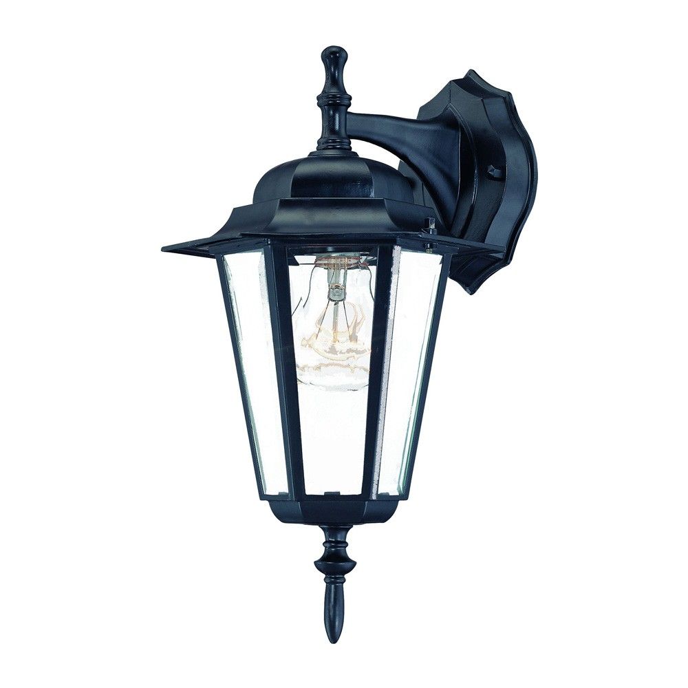 Glass Hanging Lantern Wall Light - Matte Black