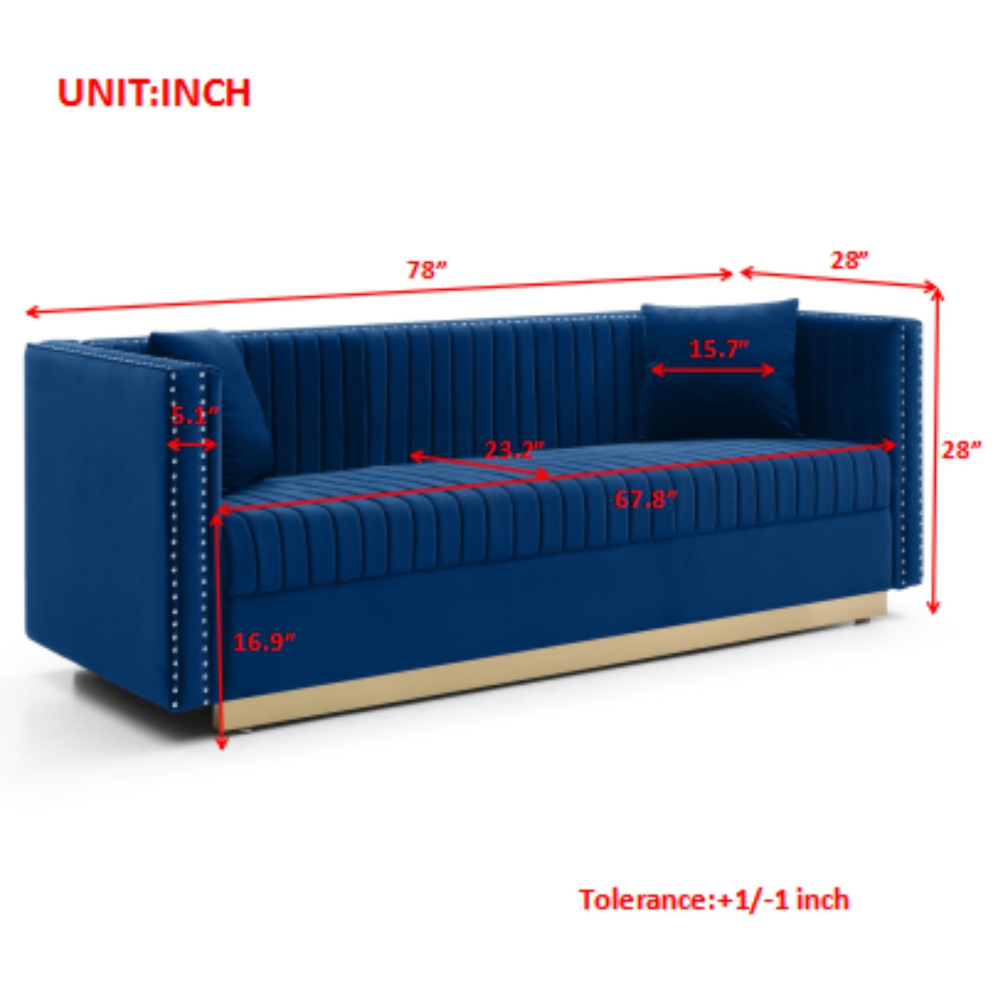 Contemporary Vertical Channel Tufted Sofa Modern Upholstered Couch For Living Room With 2 Pillows