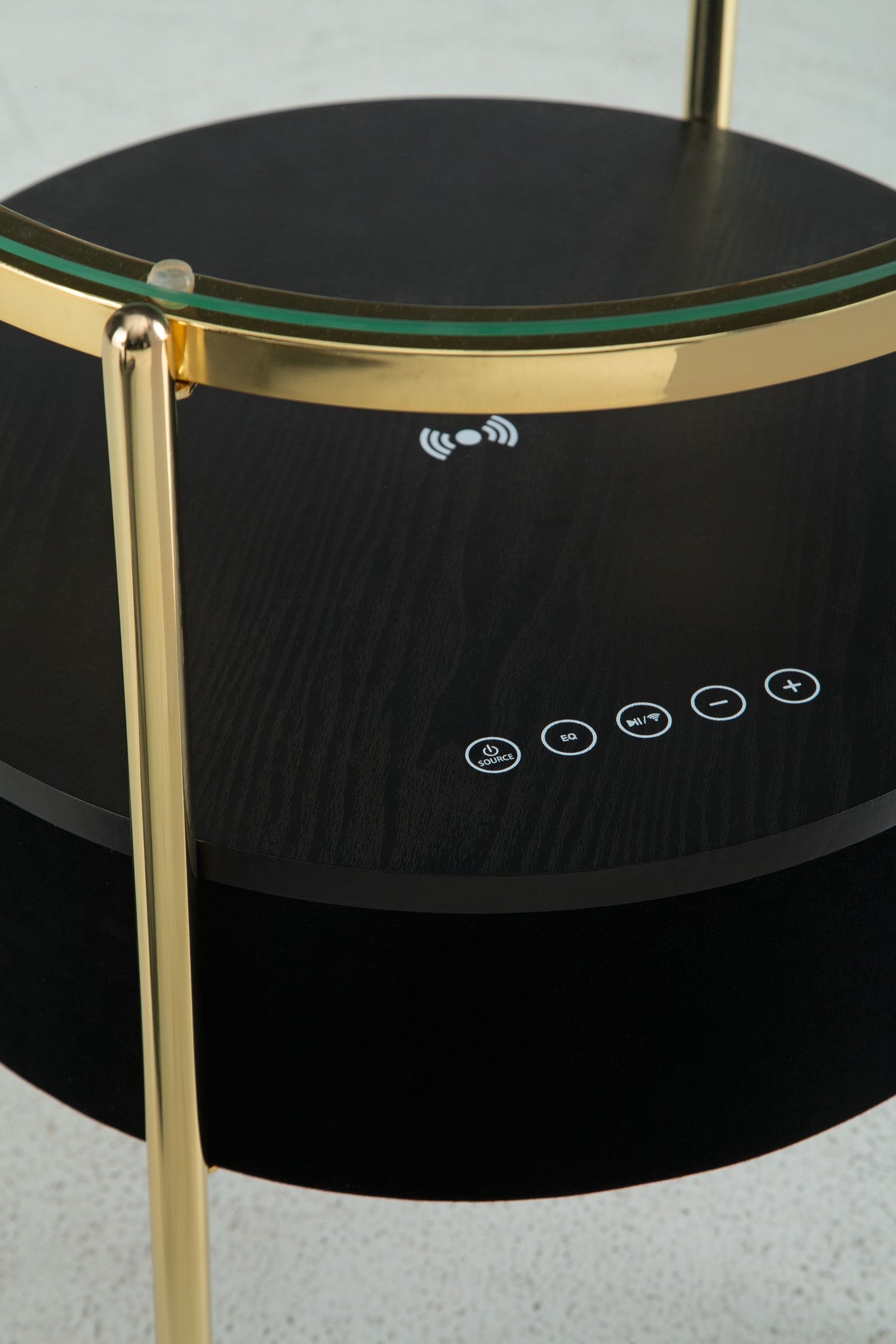 Nedman - Black / Gold Finish - Accent Table With Speaker by Signature Design by Ashley® | Bel Furniture