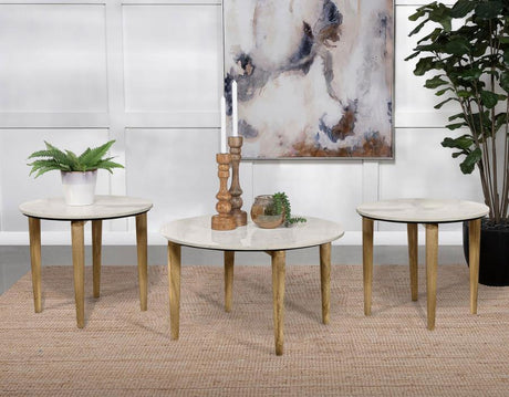 Aldis - Coffee And End Table Set White 3 Pc. Coffee Table, 2 End Tables by Coaster Fine Furniture | Bel Furniture