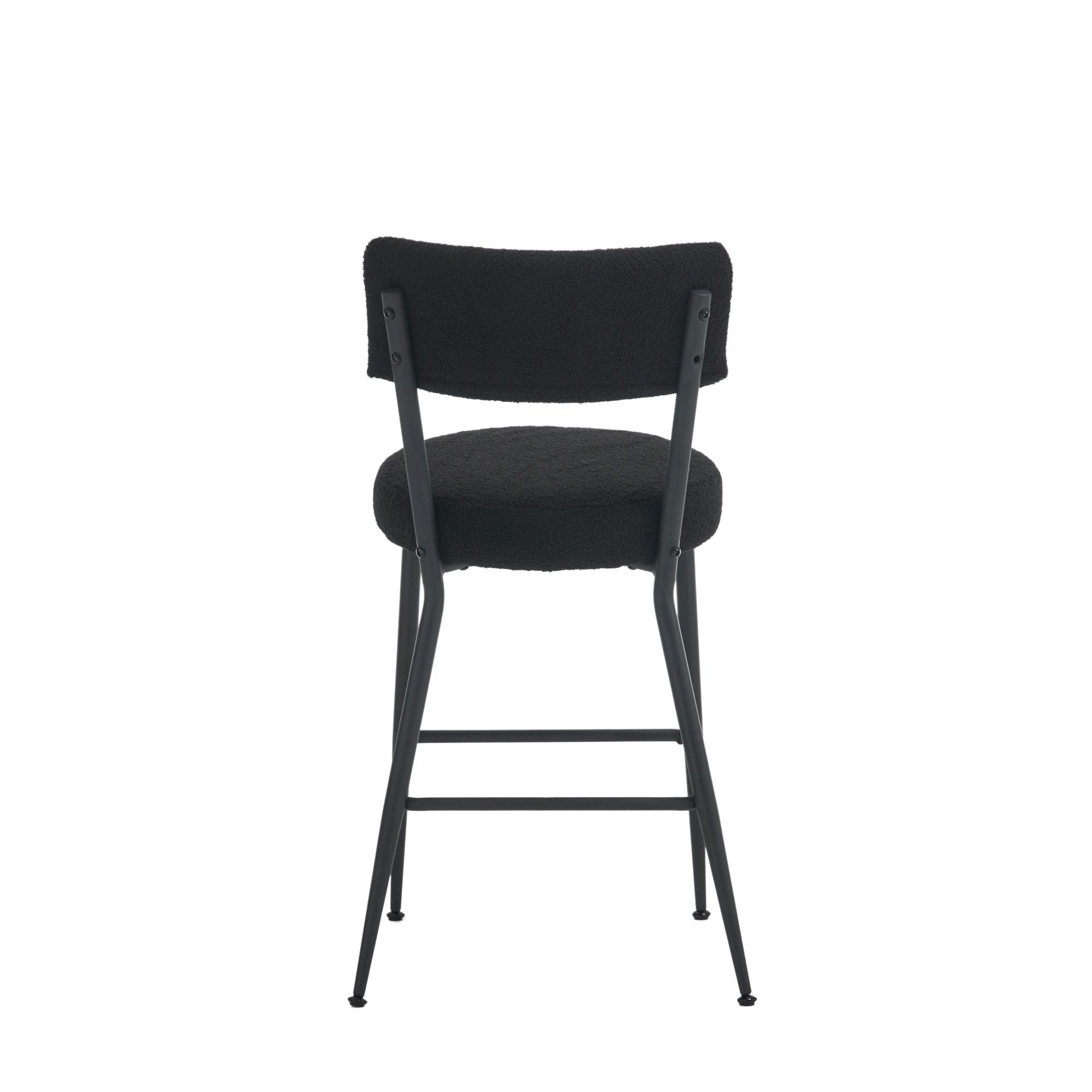 Modern Teddy Fabric Upholstered Bar Stools - Black Legs