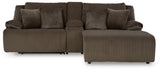 Top Tier - Reclining Sectional Dark Brown 3 Pc. Right Arm Facing Chaise Reclining Sectional Sofa With Console by Signature Design by Ashley® | Bel Furniture