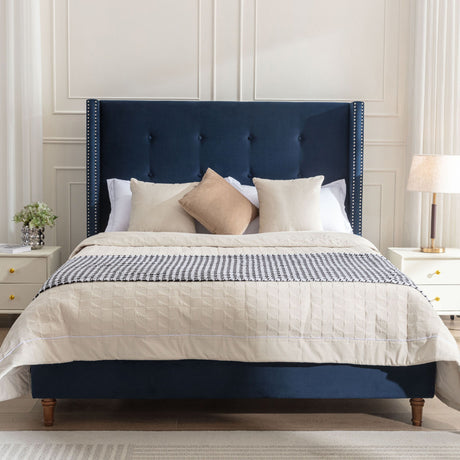 Peyton - Upholstered Bed With 54" High Headboard, Traditional Hand Buttoned Tufting - view 12