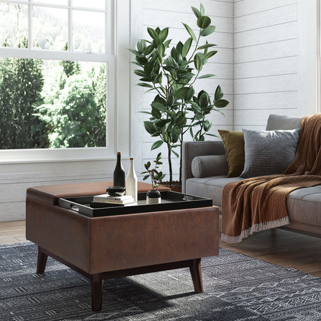Owen - Tray Top Small Coffee Table Upholstered Storage Ottoman - view 17