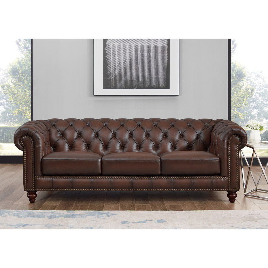 Alton Bay-Top Grain Leather Sofa Couch - Brown