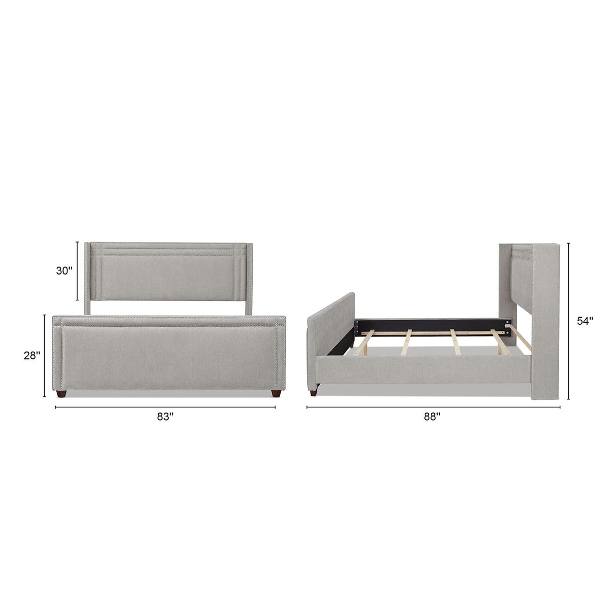 Elle - Wingback Upholstered King Bed - Silver Gray by Jennifer Taylor Home | Bel Furniture