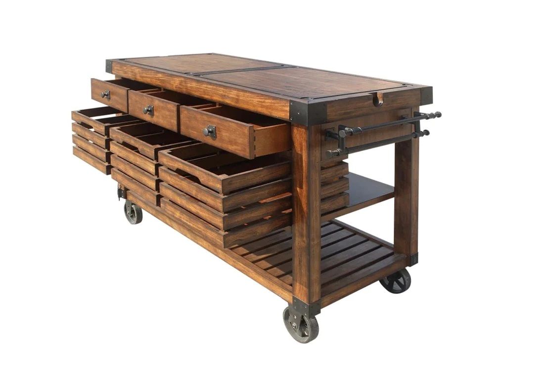 Rolling Kitchen Cart With Storage - Brown