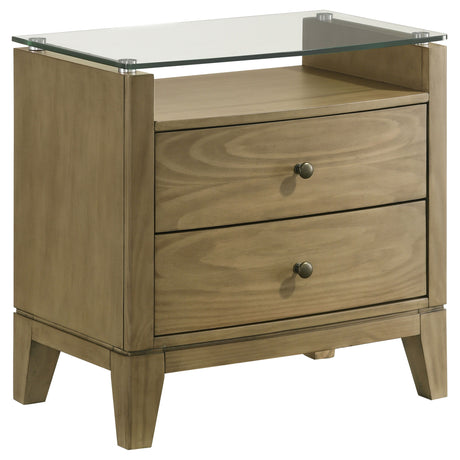 Granada - 2-Drawer Glass Top Nightstand - Natural Pine by Coaster Fine Furniture | Bel Furniture