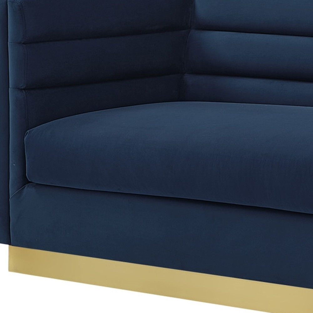 Velvet Sofa With Legs - Navy Blue