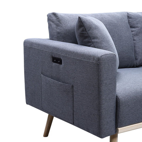Easton - Linen Fabric Sofa With USB Charging Ports Pockets And Pillows by Lilola Home | Bel Furniture