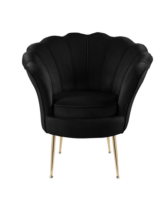Angelina - Velvet Scalloped Back Barrel Accent Chair With Metal Legs by Lilola Home | Bel Furniture