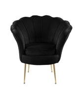 Angelina - Velvet Scalloped Back Barrel Accent Chair With Metal Legs by Lilola Home | Bel Furniture