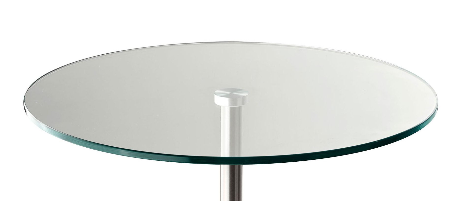 Glass Round End Table - Silver / Clear