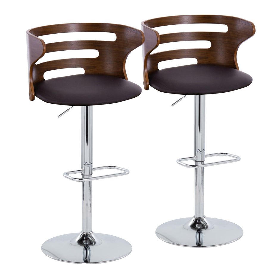 Cosi - Mid Century Modern Adjustable Barstool With Swivel With Rounded Rectangle Footrest (Set of 2)