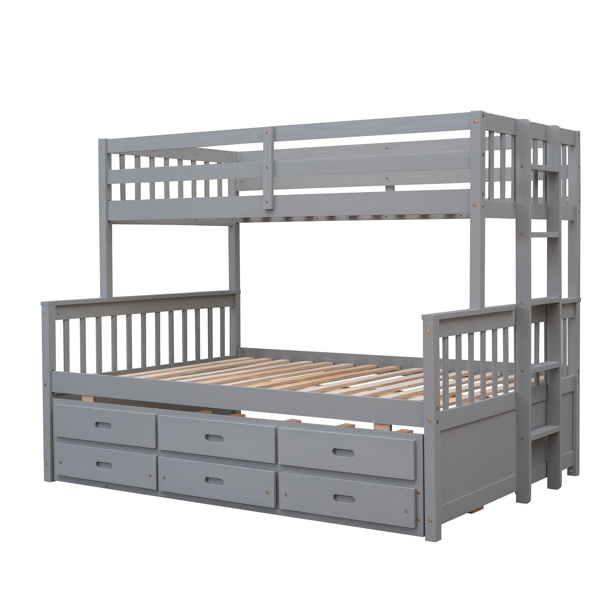 Twin Over Full Bunk Bed With Twin Size Trundle, Separable Bunk Bed With Drawers For Bedroom