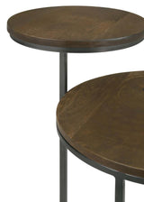 Yael - Round Mango Wood Accent Side Table - Natural And Gunmetal by CoasterEssence | Bel Furniture