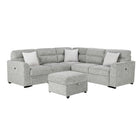 Emiliano - Sectional Sofa With 3 Pillows And Storage Ottoman - Nickel
