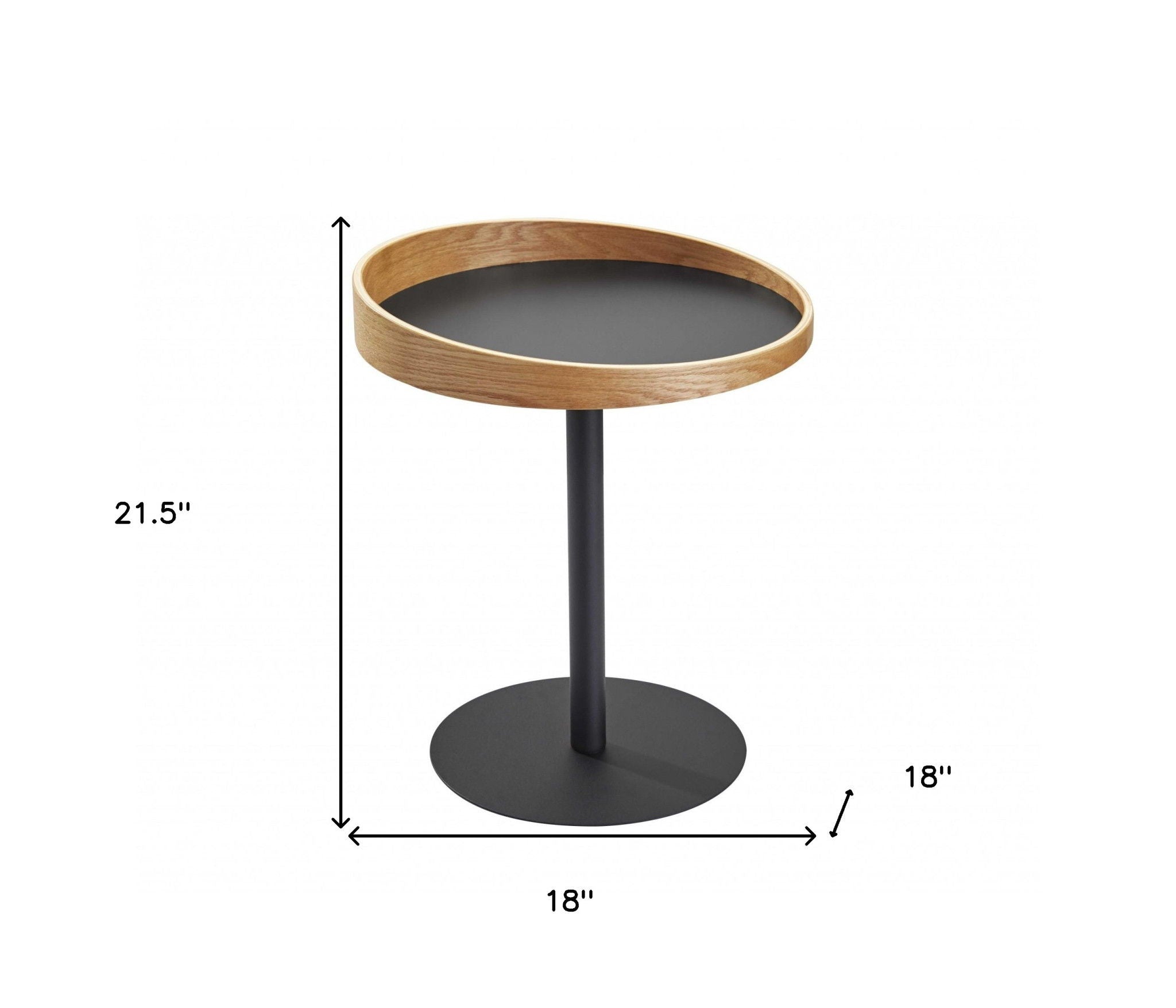 Solid Wood Round End Table - Black