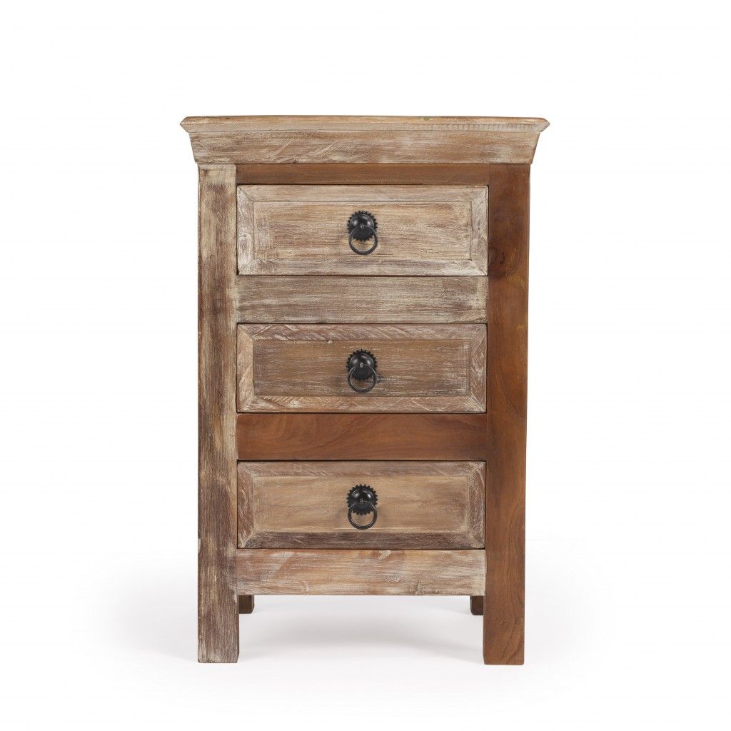 Modern Rustic Three Drawer Accent Chest - Light Brown