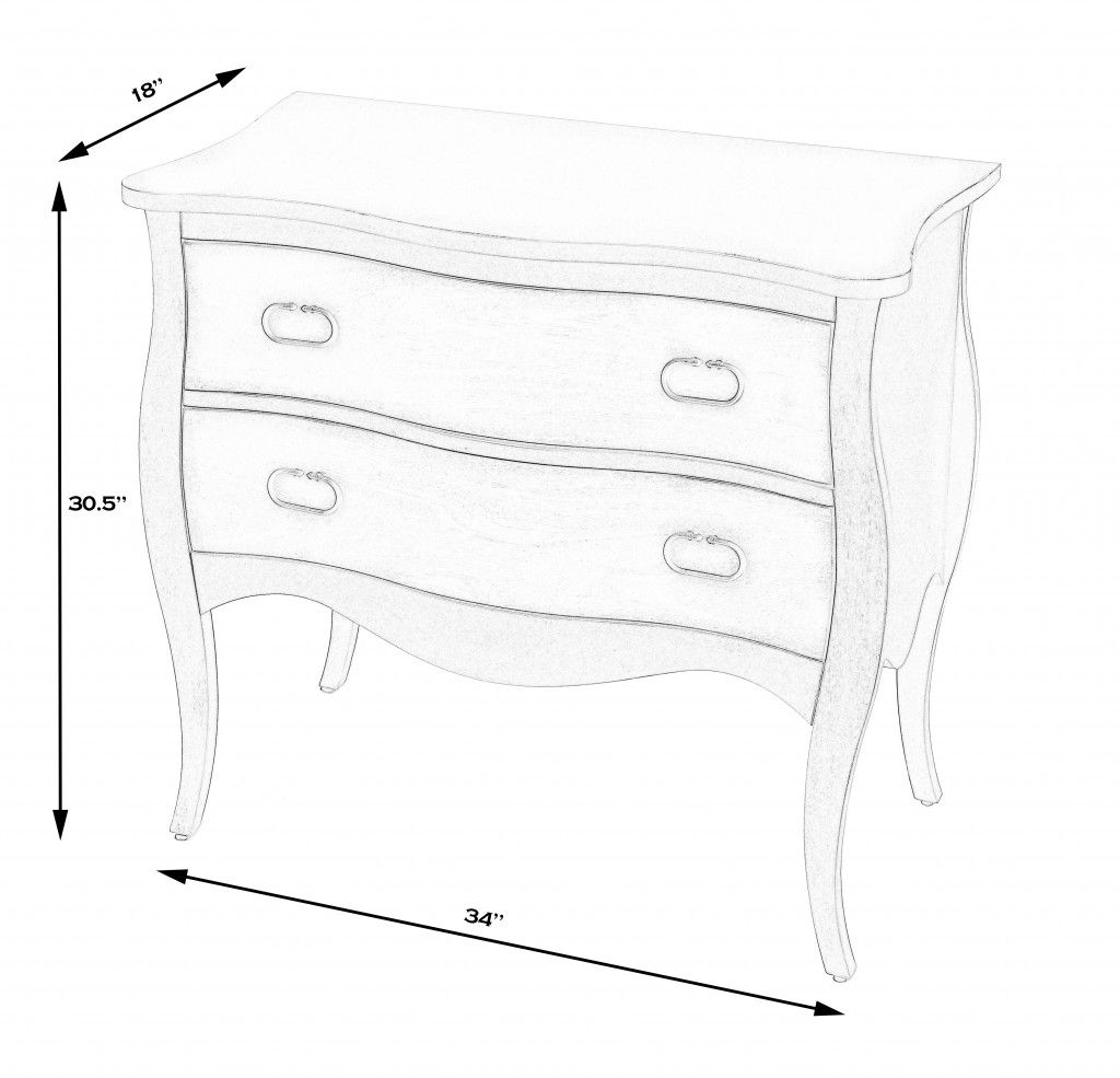 Solid Wood Two Drawer Chest - White