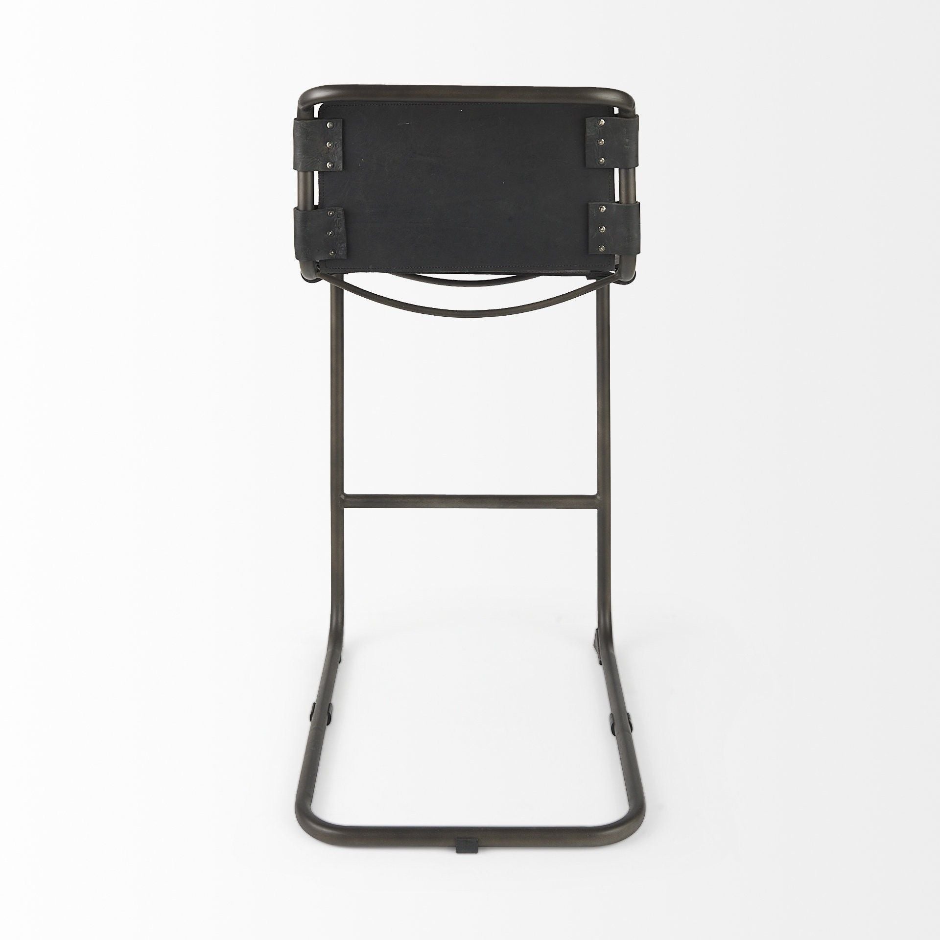 Leather And Iron Bar Chair - Black