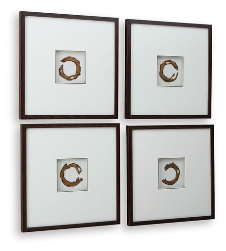 Dallbourne - Wall Art Set (Set of 4) - White / Gold Finish - view 4