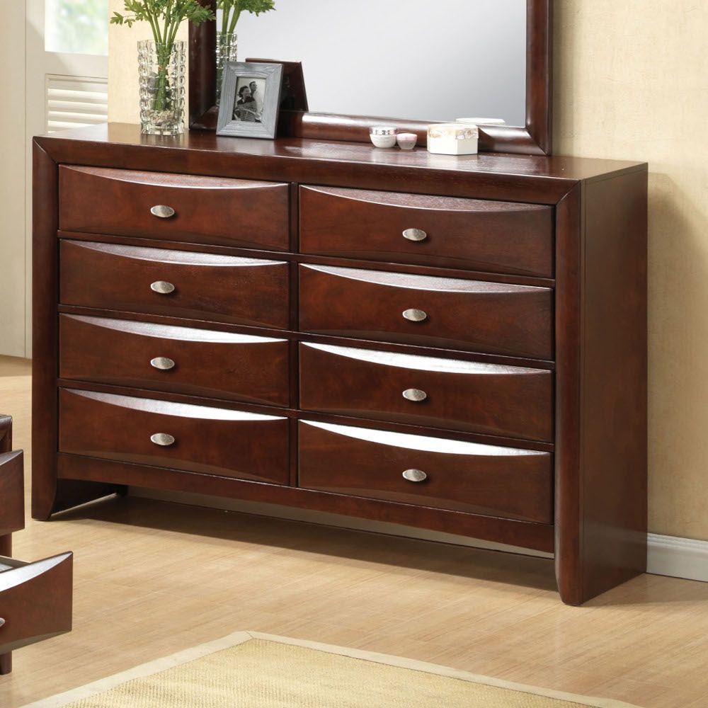 Wood Finish Dresser With 8 Drawers - Espresso