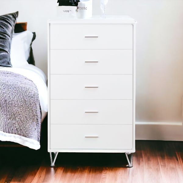 Five Drawer Standard Chest - White