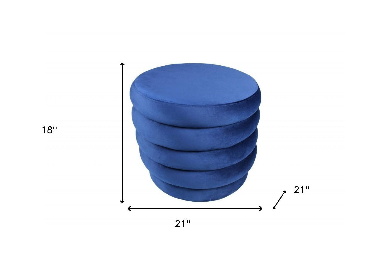 Velvet Tufted Round Cocktail Ottoman - Blue