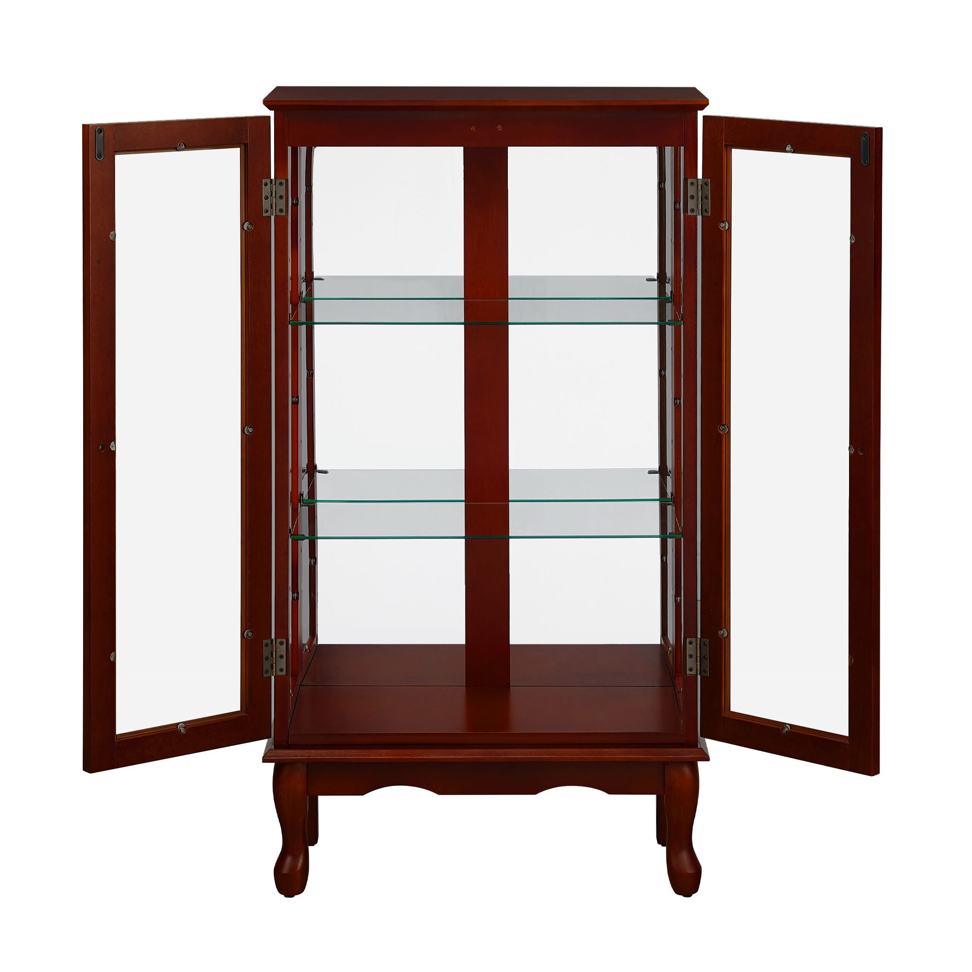 Curio Cabinet Lighted Curio Diapaly Cabinet With Adjustable Shelves And Mirrored Back Panel, Tempered Glass Doors (3 Tier), (E26 Light Bulb Not Included)