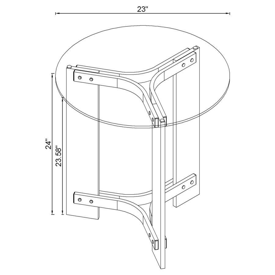 Janessa - Round Glass Top Acrylic Leg End Table Matte - Brass