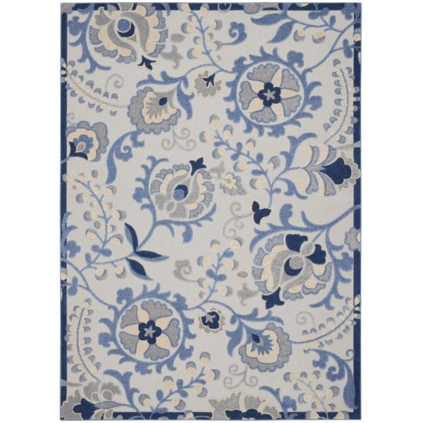 12' X 15' Ikat Non Skid Indoor / Outdoor Area Rug - Blue / Gray