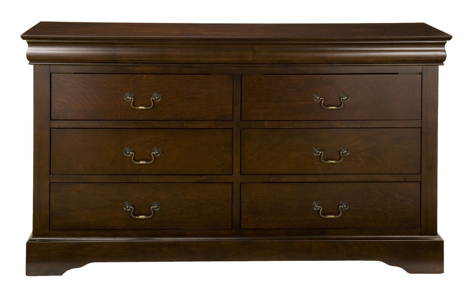 Solid 6 Drawer Double Dresser - Brown