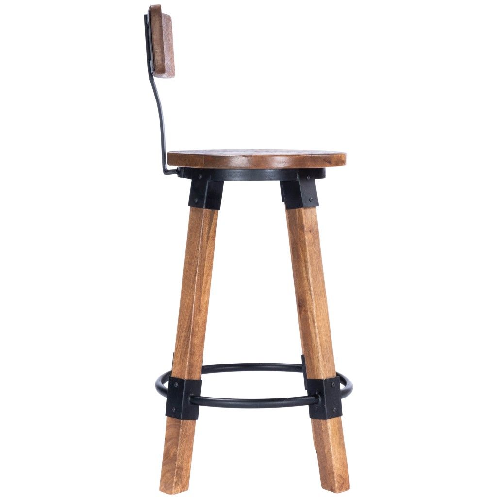 37.75" Iron Bar Chair - Brown / Natural