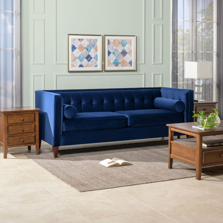 Jack - Modern Tuxedo Tufted Sofa - Navy Blue - view 8
