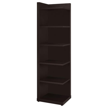 Alder 6-Shelf Corner Bookcase Cappuccino