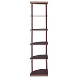 Bonwick - Wood 5-Shelf Corner Bookshelf - Cappuccino