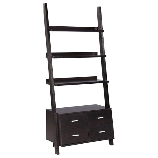 Colella - 5-Shelf Storage Ladder Bookshelf - Cappuccino