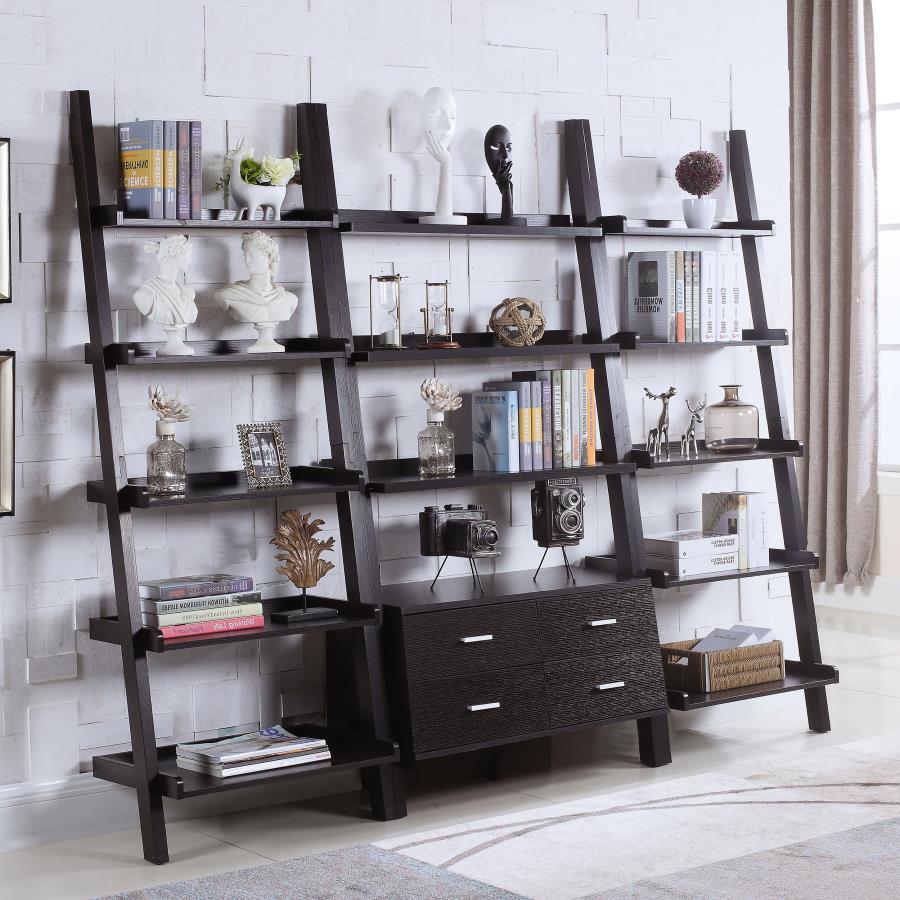 Colella - 5-Shelf Storage Ladder Bookshelf - Cappuccino