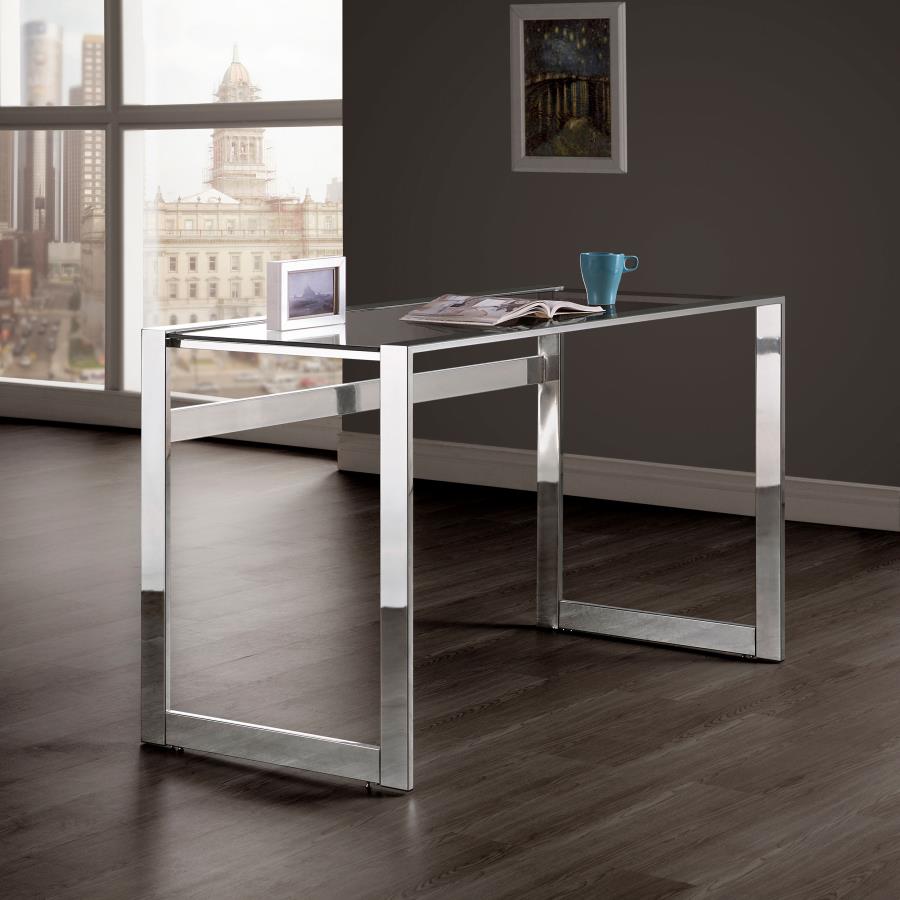 Hartford - Glass Top Writing Desk - Chrome