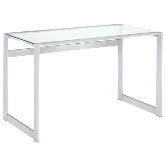 Hartford - Glass Top Writing Desk - Chrome