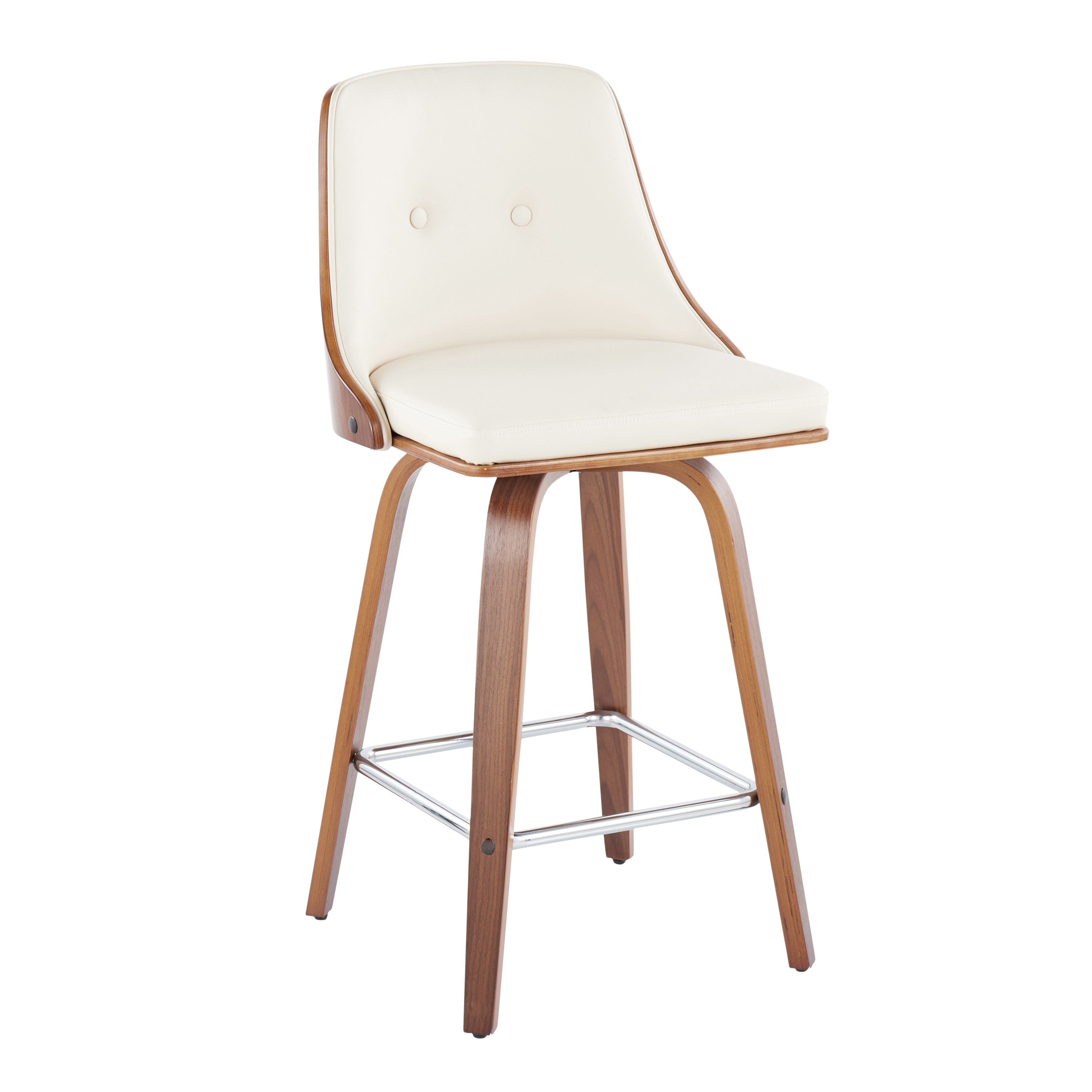 Gianna - Mid Century Modern Fixed Height Counter Stool With Swivel With Square Footrest (Set of 2)