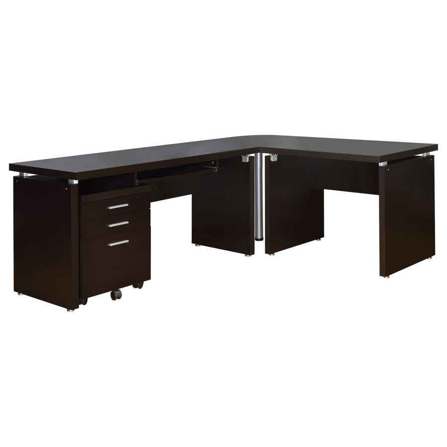 Skylar - L-Shape Desk With Mobile File Cabinet - Cappuccino