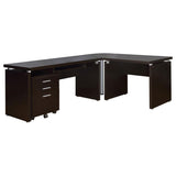 Skylar - L-Shape Desk With Mobile File Cabinet - Cappuccino