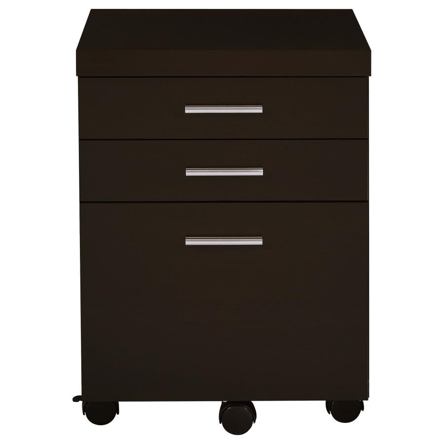 Skylar - L-Shape Desk With Mobile File Cabinet - Cappuccino
