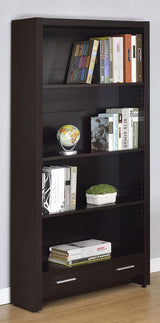 Skylar - 5-Shelf Bookcase With Drawer - Cappuccino
