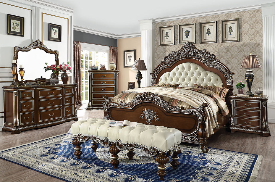 Versailles 7 Piece King Bedroom Set (extra nightstand)