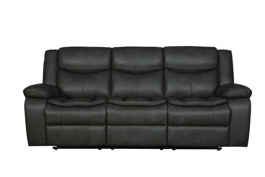 Italian Leather Sofa - Gray / Black