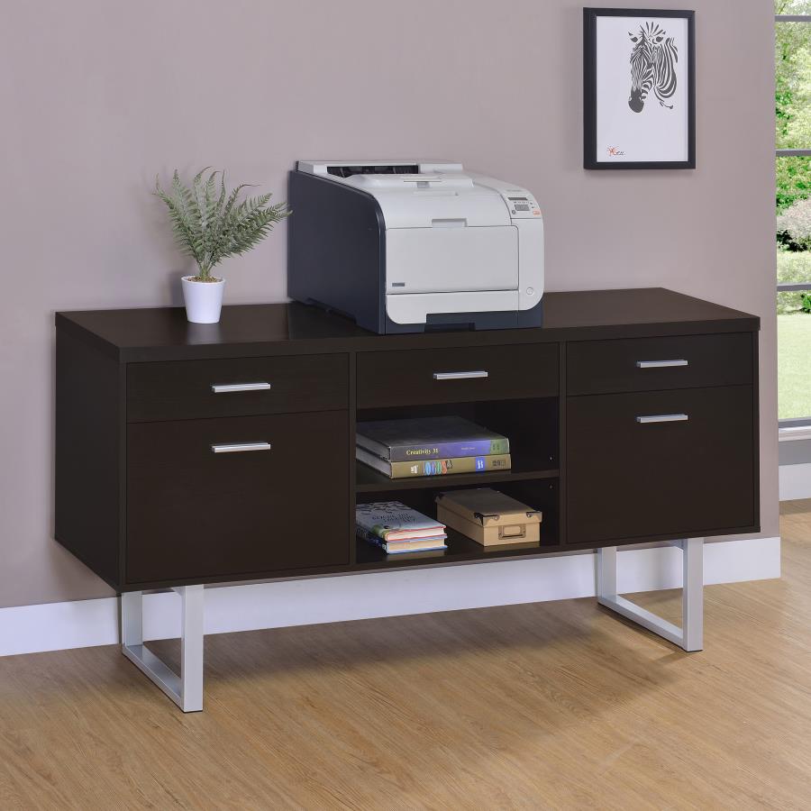 Lawtey - 5-Drawer Home Office Storage Credenza - Cappuccino