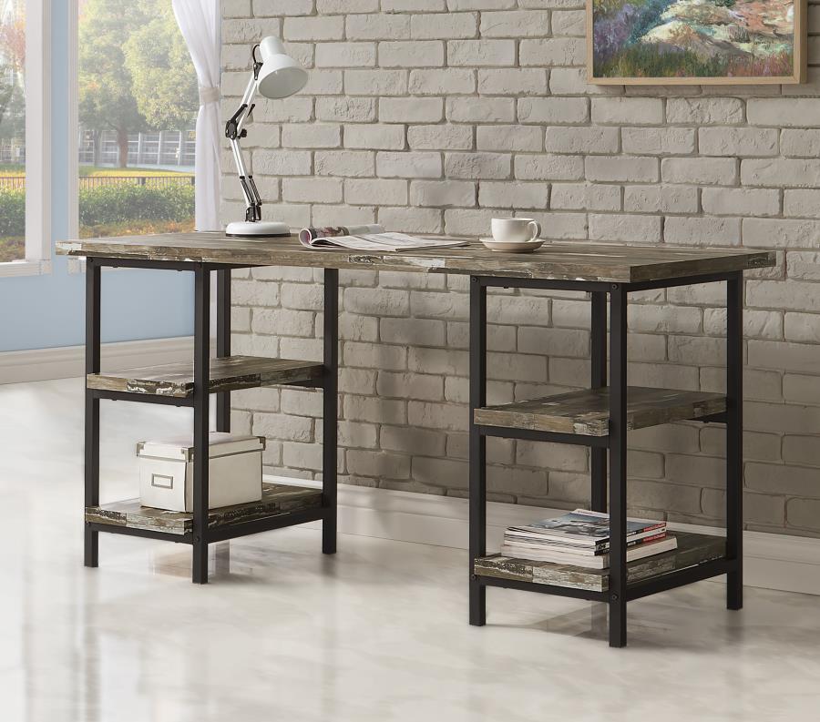 Kemper - 4-Shelf Writing Desk - Weathered Brown
